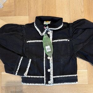 Farm Rio Black Jacket with White Trim